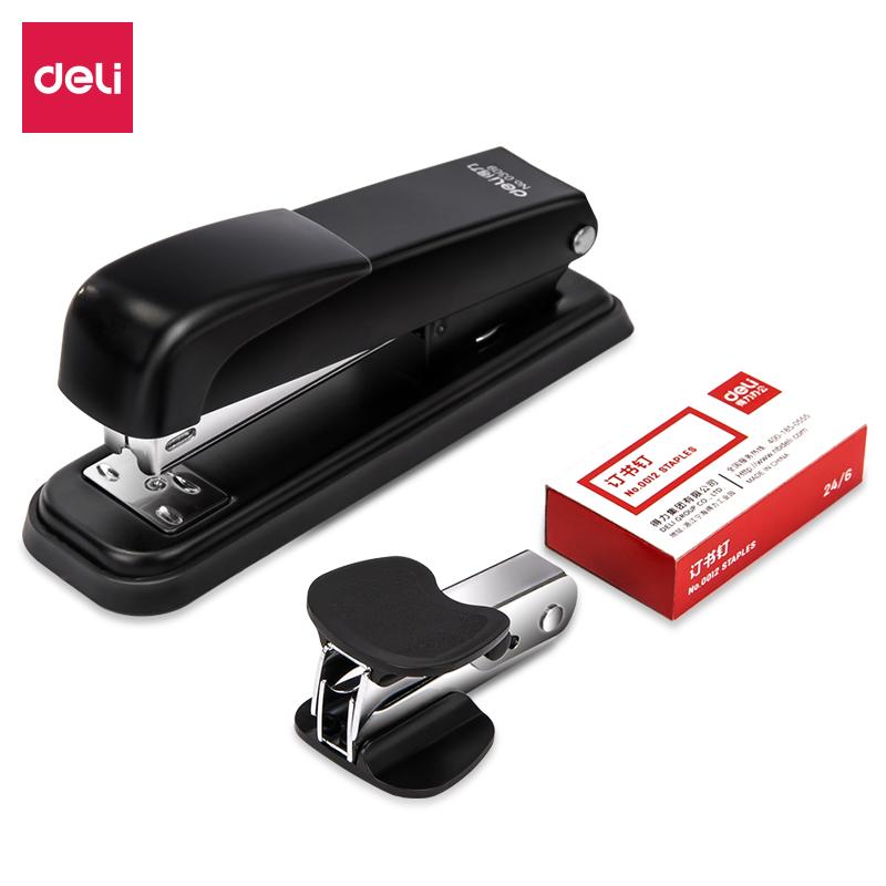 得力(deli)钢制耐用办公订书机套装(订书器+起钉器+订书钉) 适配12#钉 办公用品